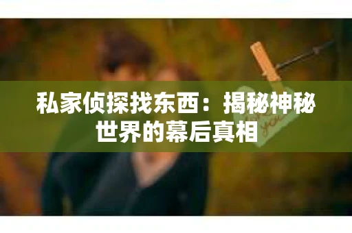私家侦探找东西：揭秘神秘世界的幕后真相