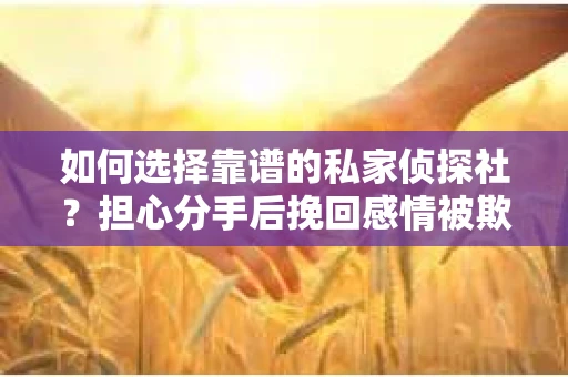 如何选择靠谱的私家侦探社？担心分手后挽回感情被欺骗怎么办？