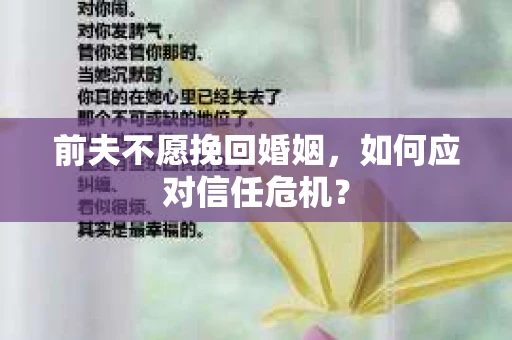 前夫不愿挽回婚姻，如何应对信任危机？